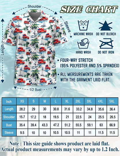 Fire Truck Matching Dog Owner Hawaiian Shirts, Funny Pet Aloha Shirt for Beach Vacation - Azhawaiian