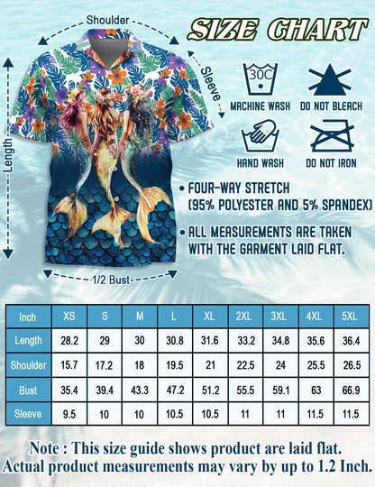 Mermaid Matching Dog Owner Hawaiian Shirts, Funny Pet Aloha Shirt for Beach Vacation - Azhawaiian