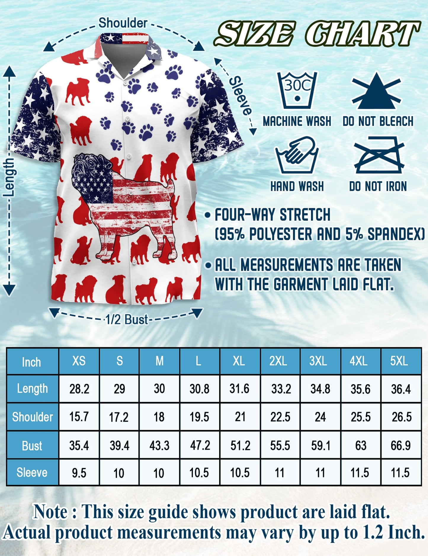 Pug Flag Matching Dog Owner Hawaiian Shirts, Funny Pet Aloha Shirt for Beach Vacation - Azhawaiian