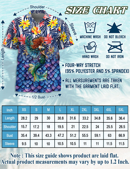 Mermaid Matching Dog Owner Hawaiian Shirts, Funny Pet Aloha Shirt for Beach Vacation - Azhawaiian
