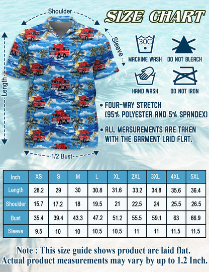 Fire Truck Firefighter Matching Dog Owner Hawaiian Shirts, Funny Pet Aloha Shirt for Beach Vacation - Azhawaiian