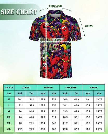 Funny Mardi Gras Crawfish Polo Shirt for Men- Carnival Lobster Shirt | Azhawaiian