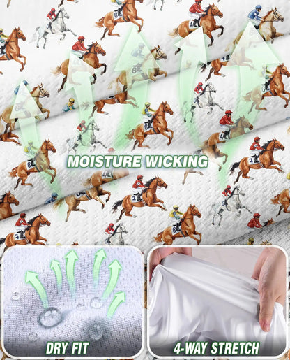 Horse Jockey Print Sleeveless Polo Shirt for Women, Equestrian Racing Style | Azhawaiian