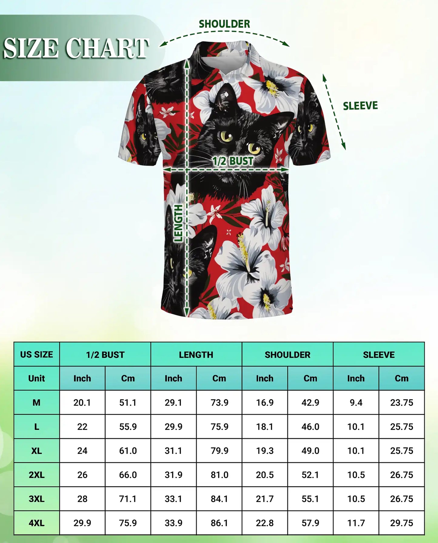 Black Cat Hawaiian Polo Shirt for Men | Azhawaiian