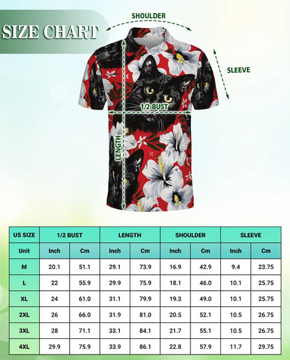 Black Cat Hawaiian Polo Shirt for Men | Azhawaiian