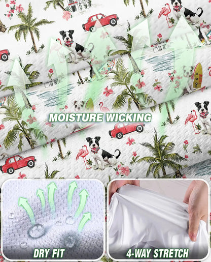 Boston Terrier Tropical Pattern Sleeveless Polo Shirt for Women | Azhawaiian