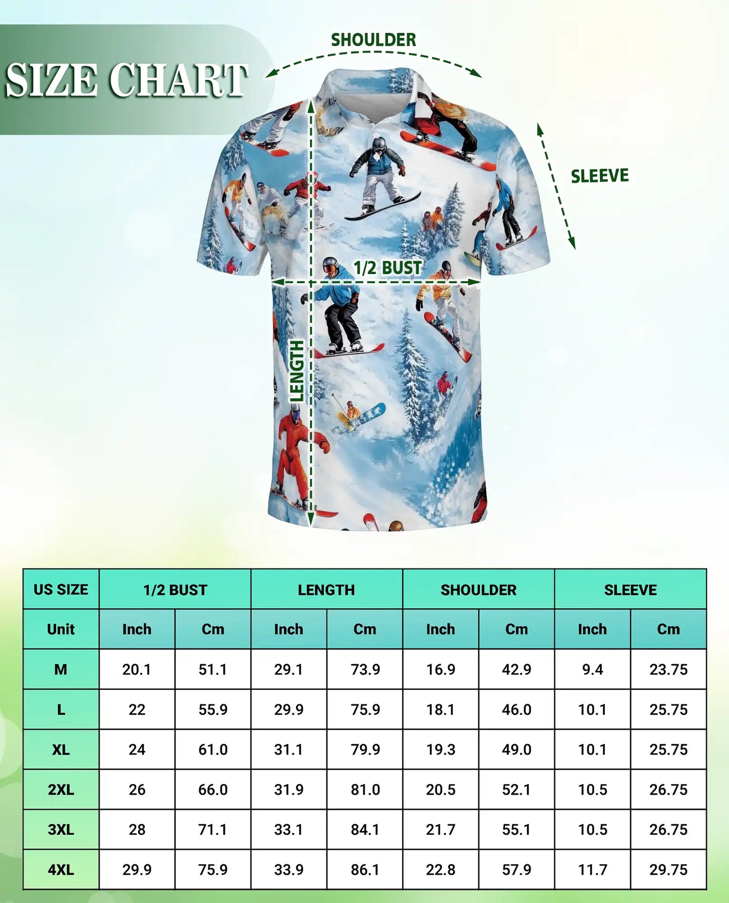 Snowboard Winter Sports 3D Polo Shirt for Men, Extreme Mountain Style | Azhawaiian