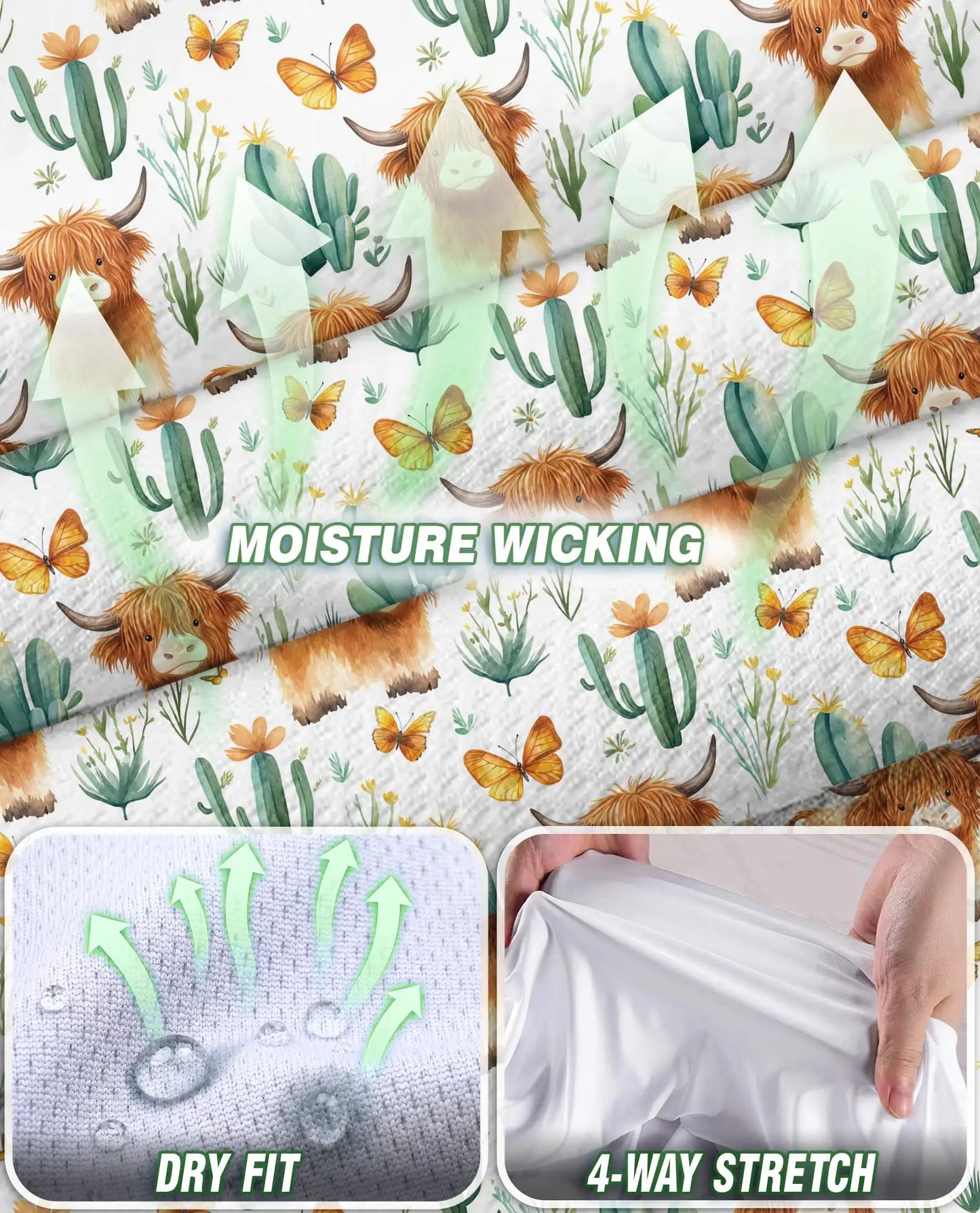 Highland Cow Cactus Sleeveless Polo Shirt for Women, Cute Western Farm Style | Azhawaiian