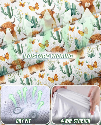 Highland Cow Cactus Sleeveless Polo Shirt for Women, Cute Western Farm Style | Azhawaiian