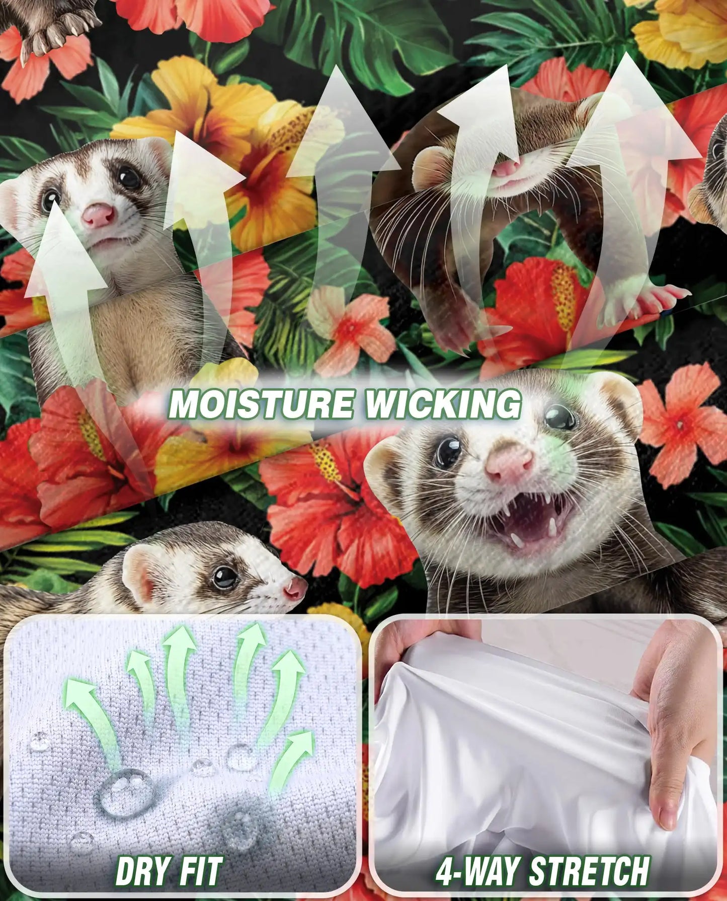 Ferrets Tropical Sleeveless Polo Shirt for Women, Cute Exotic Animal Style | Azhawaiian