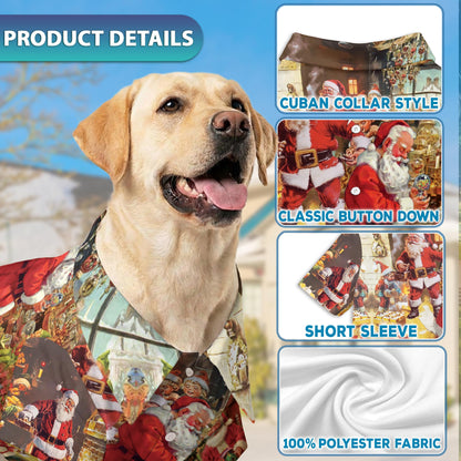 Vintage Santa Claus Christmas Matching Dog Owner Hawaiian Shirts, Funny Pet Aloha Shirt for Beach Vacation - Azhawaiian