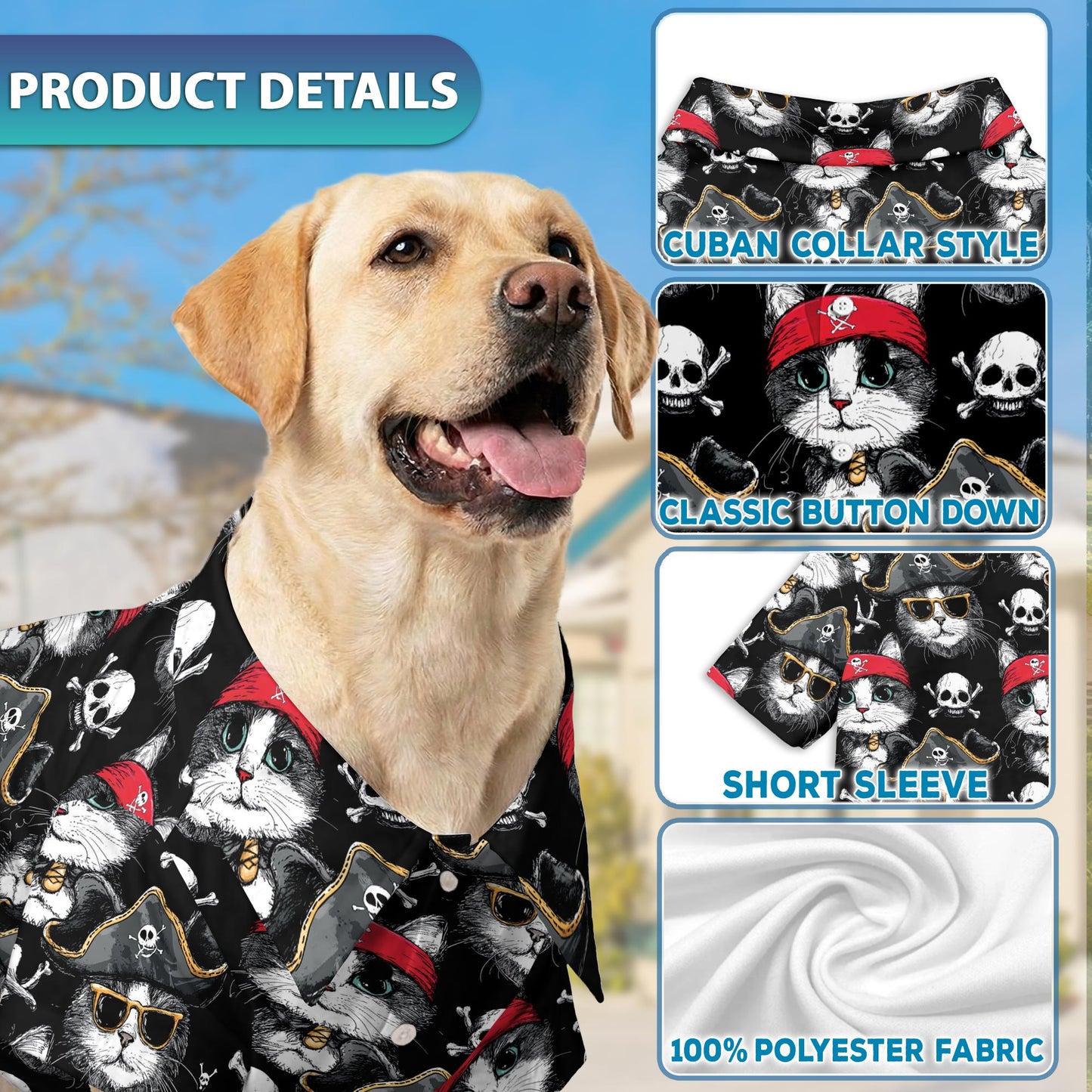 Pirate Cat Matching Dog Owner Hawaiian Shirts, Funny Pet Aloha Shirt for Beach Vacation - Azhawaiian