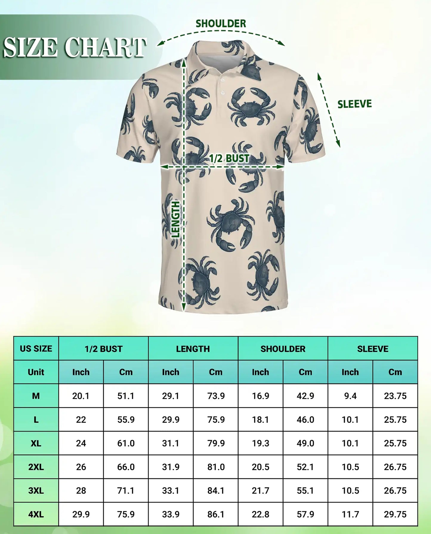 Crab Pattern Nautical 3D Polo Shirt for Men | Azhawaiian