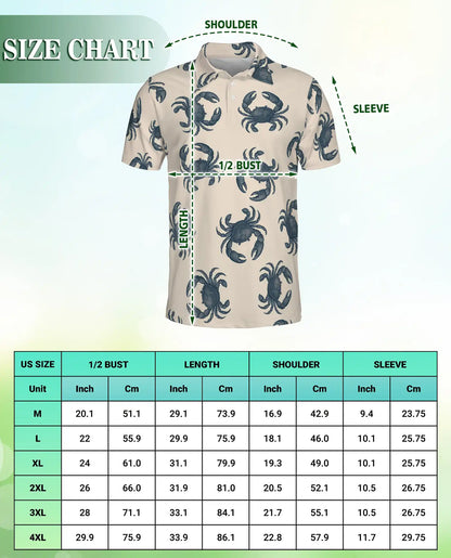 Crab Pattern Nautical 3D Polo Shirt for Men | Azhawaiian