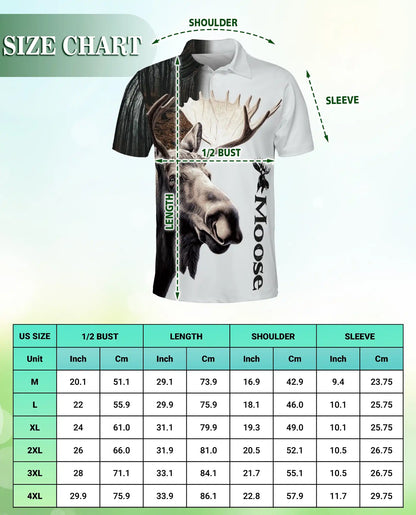 Moose Polo Shirt, Wildlife Forest Animal Print | Azhawaiian