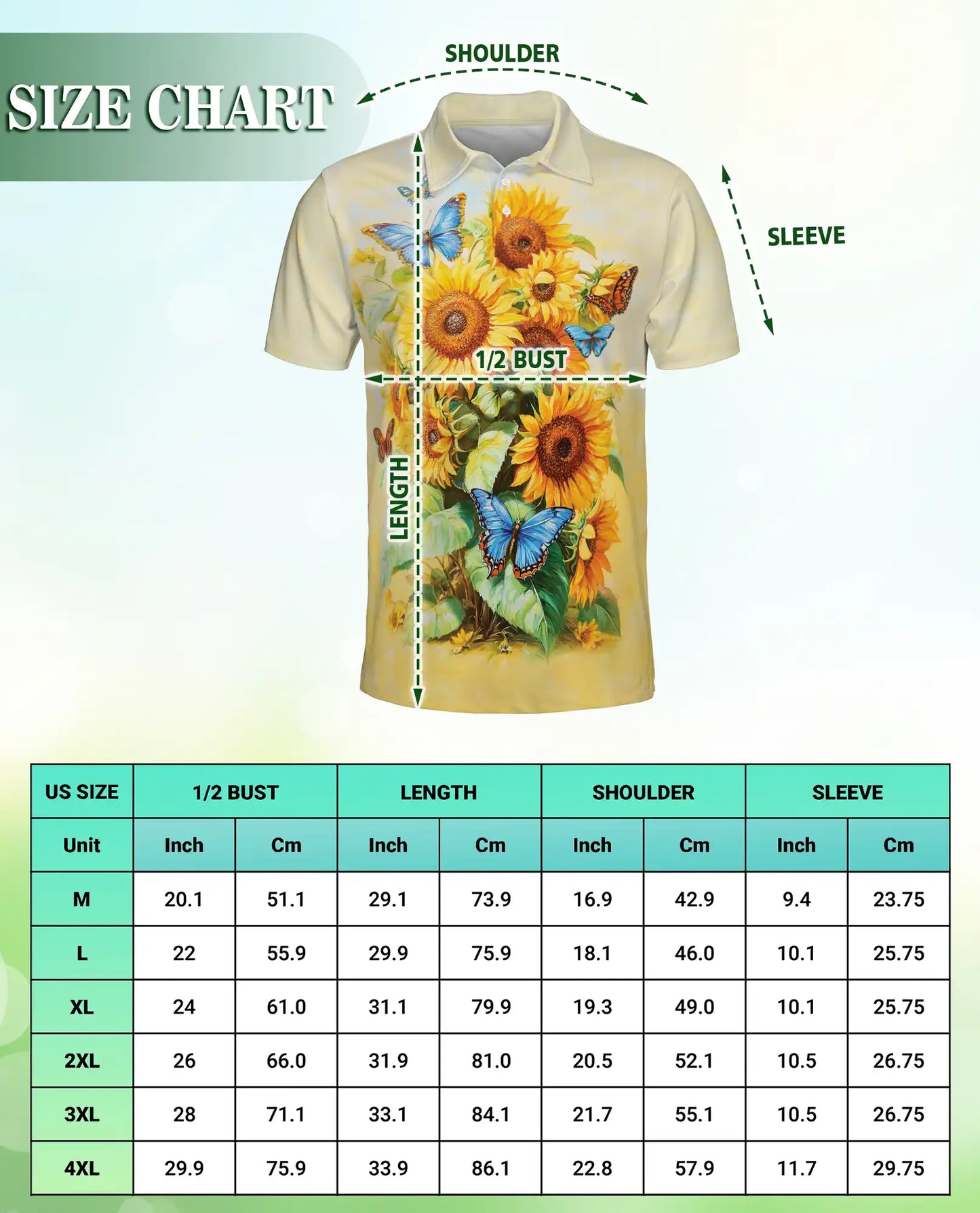 Sunflower Butterfly Polo Shirt, Floral Summer Style | Azhawaiian