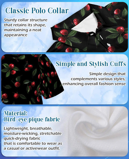 Cherry Fruit Polo Shirt for Men, Classic Fruit Style | Azhawaiian