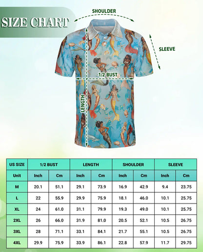 Mermaid Ocean Hawaiian Polo Shirt, Beach Style | Azhawaiian