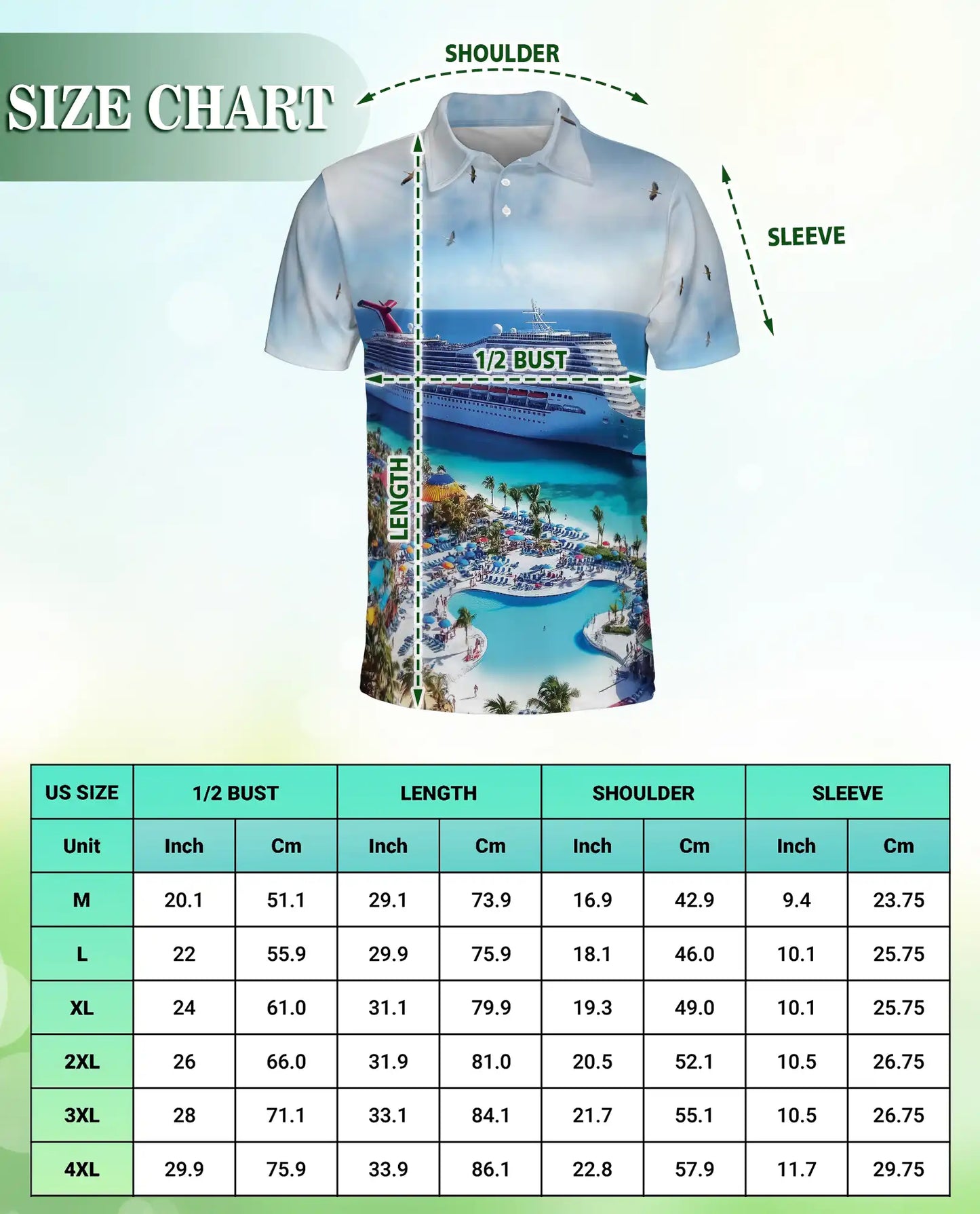 Tropical Cruise Ship 3D Polo Shirt for Men, Ocean Vacation Beach Style | Azhawaiian