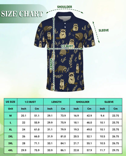 Raccoon Polo Shirt, Woodland Animal Print | Azhawaiian