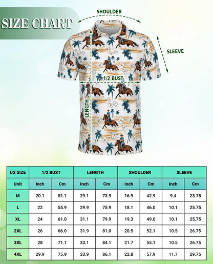 Cowboy Horse Hawaiian 3D Polo Shirt for Men | Azhawaiian