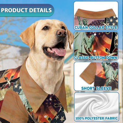 Dragon US Flag Matching Dog Owner Hawaiian Shirts, Funny Pet Aloha Shirt for Beach Vacation - Azhawaiian