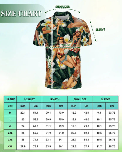 Vintage Pin Up Tropical Polo Shirt | Azhawaiian
