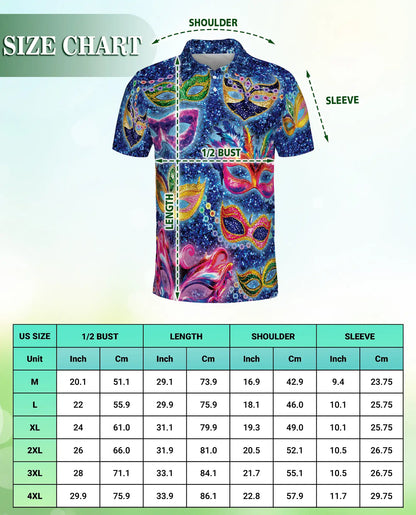 Masquerade Mask Polo Shirt, Carnival Fantasy Print | Azhawaiian