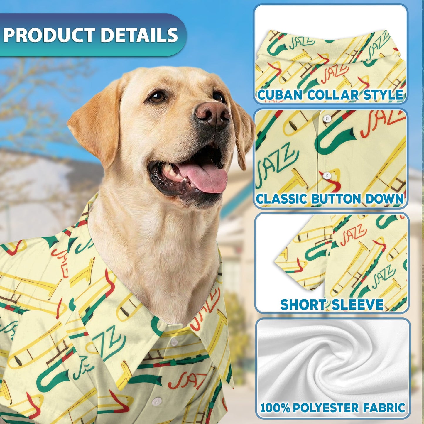Trombone Pattern Matching Dog Owner Hawaiian Shirts, Funny Pet Aloha Shirt for Beach Vacation - Azhawaiian