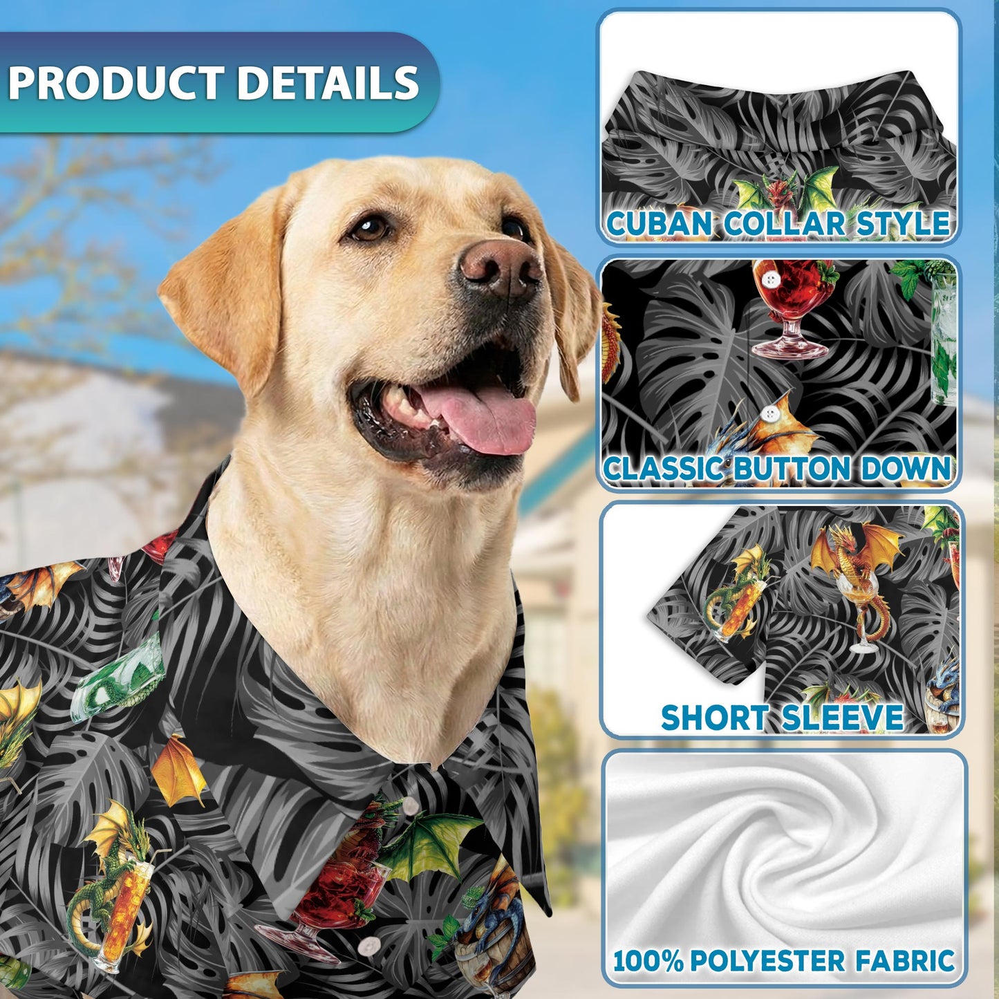 Dragon Cocktail Matching Dog Owner Hawaiian Shirts, Funny Pet Aloha Shirt for Beach Vacation - Azhawaiian