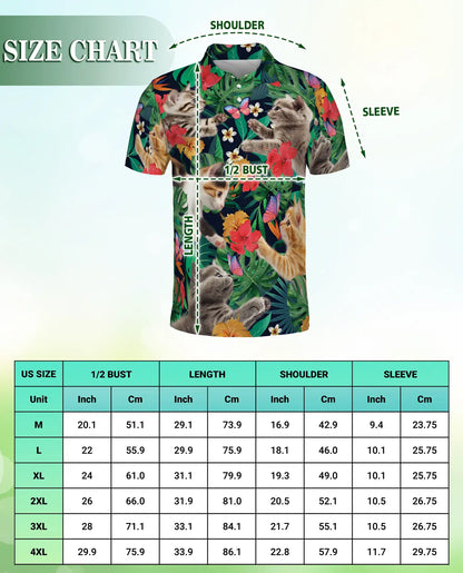 Kitten Hawaiian Polo Shirt for Men, Tropical Ocean Style | Azhawaiian
