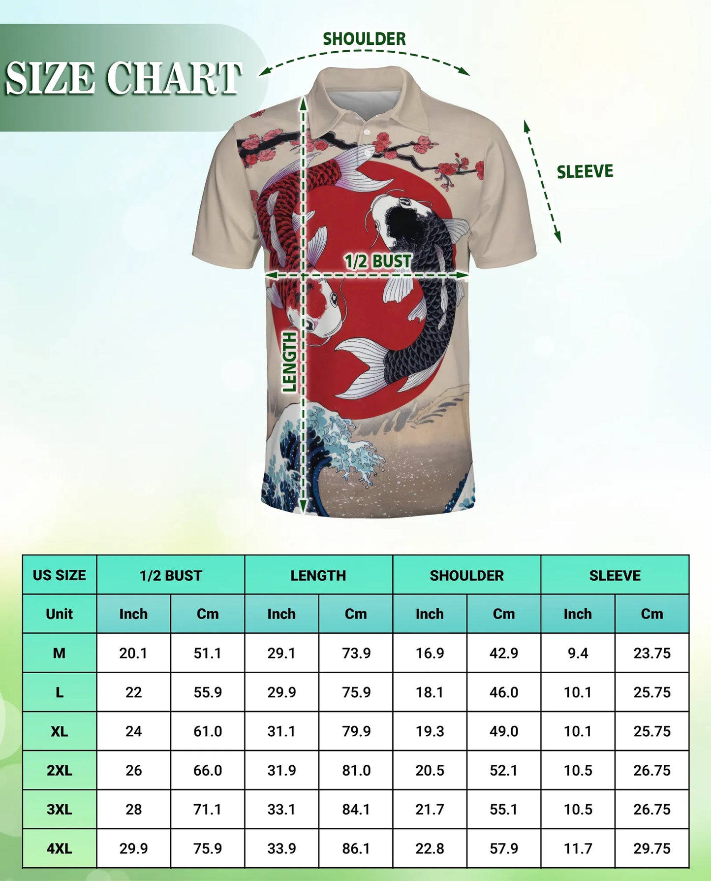 Yin Yang Koi Fish 3D Polo Shirt for Men, Japanese Zen Art Style | Azhawaiian