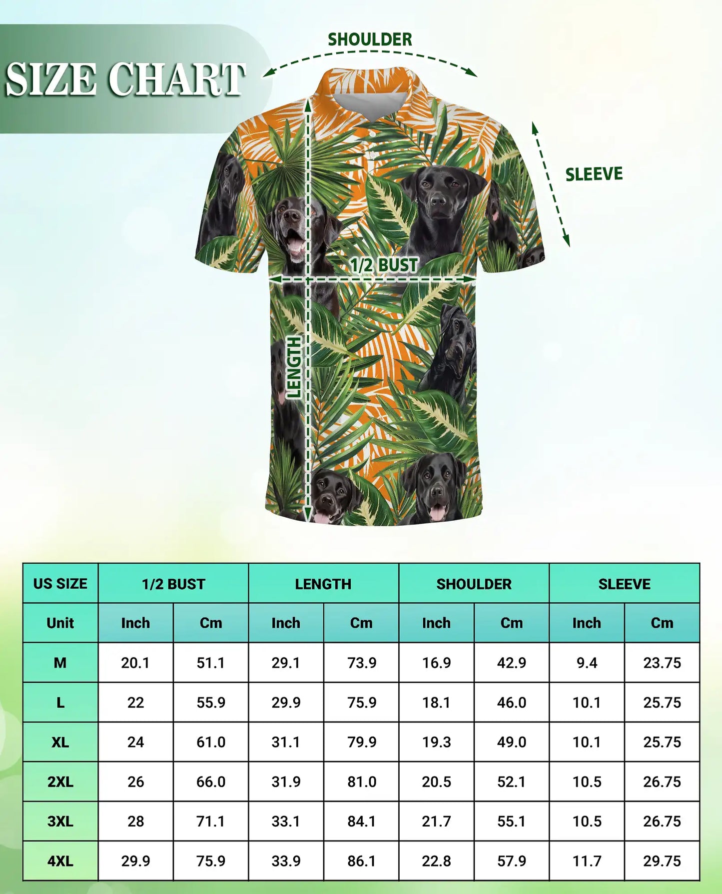 Black Labrador Tropical Polo Shirt, Palm Leaf Print | Azhawaiian