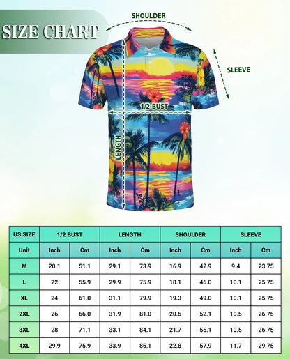 Tropical Sunset Hawaiian Polo Shirt | Azhawaiian