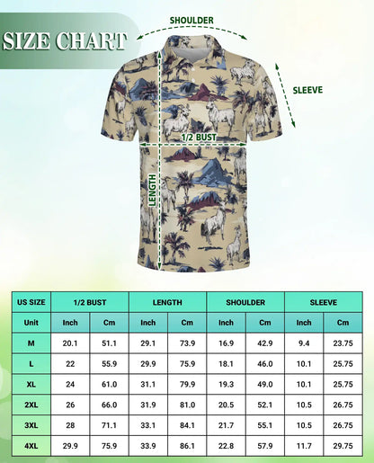 Goat Desert Tropical 3D Polo Shirt for Men, Rustic Farm Animal Style | Azhawaiian
