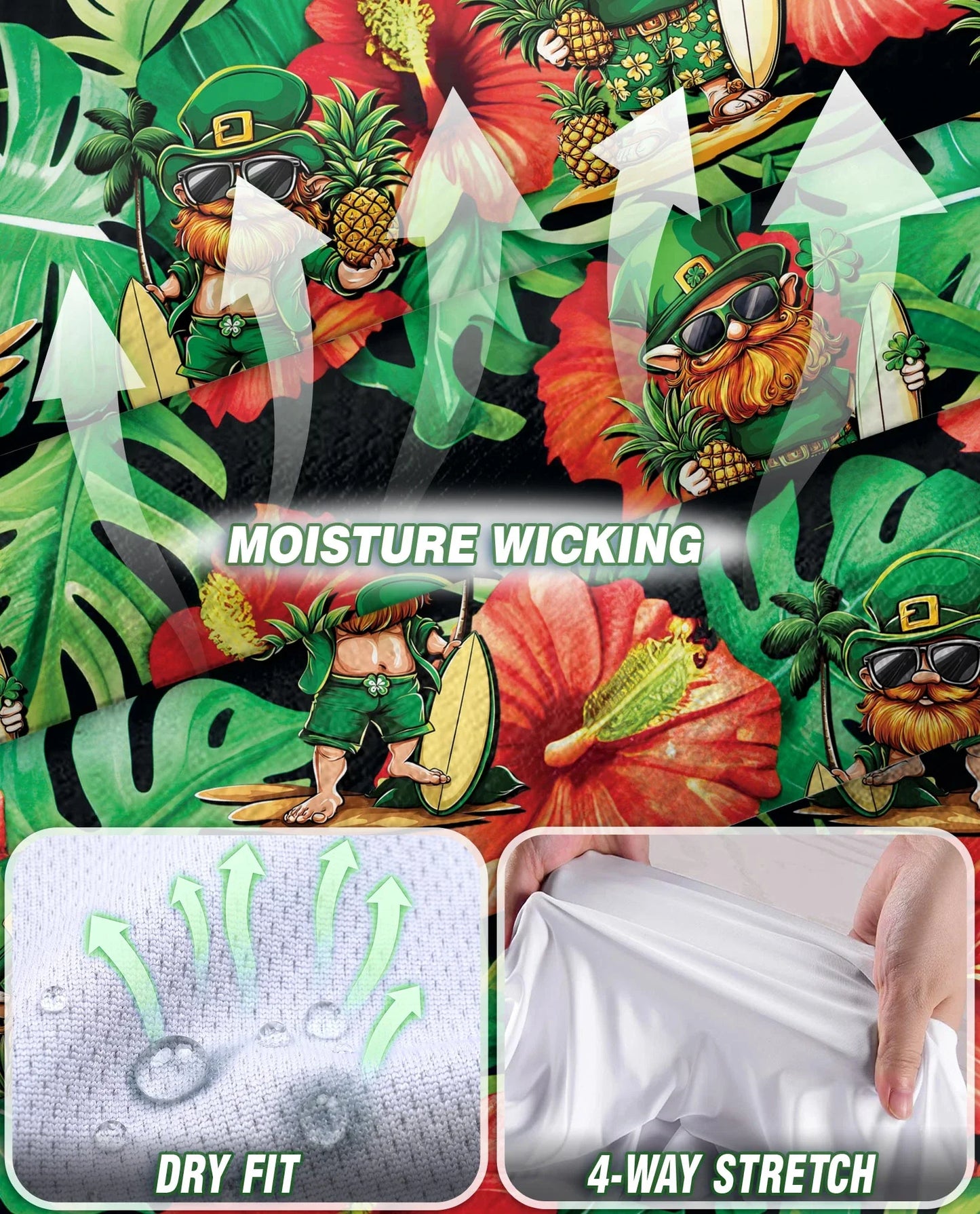 Funny Surfing Leprechaun Tropical Sleeveless Polo Shirt for Women | Azhawaiian