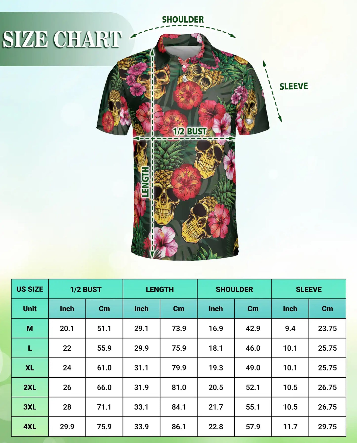Skull Pineapple Polo Shirt, Tropical Gothic Style | Azhawaiian