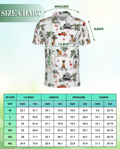 Boxer Dog Tropical Polo Shirt, Beach Island Print | Azhawaiian