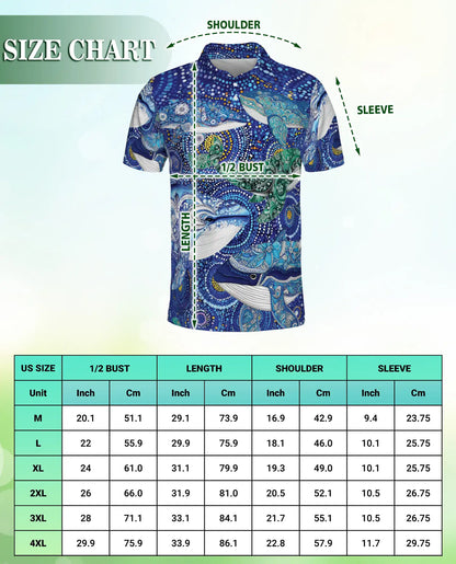 Ocean Whale Art Polo Shirt Coastal Marine Wildlife Print | Azhawaiian