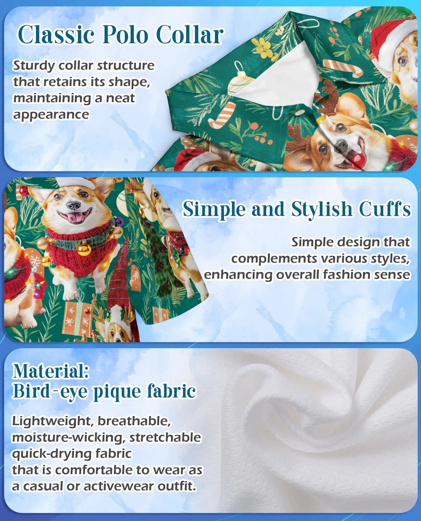 Christmas Corgi Polo Shirt - Festive Holiday Dog Style | Azhawaiian