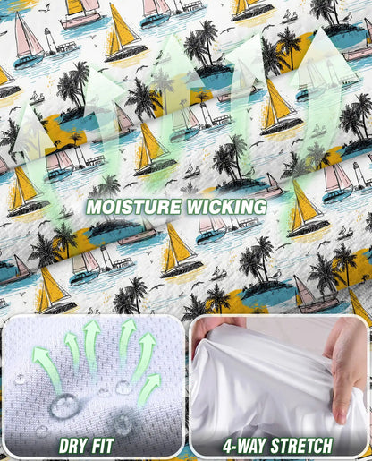 Tropical Sailboat And Palm Tree Pattern Sleeveless Polo Shirt for Women | Azhawaiian