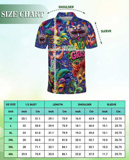 Mardi Gras Carnival Mask Polo Shirt for Men-Colorful Festival Feather Mask | Azhawaiian