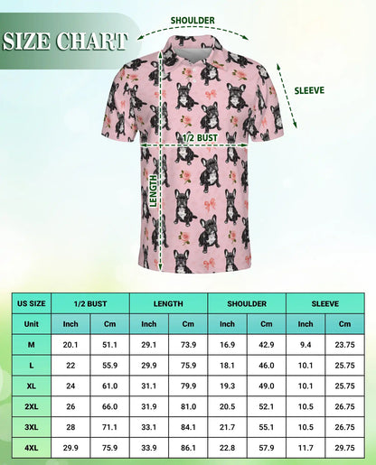 French Bulldog Rose Pattern Polo Shirt | Azhawaiian