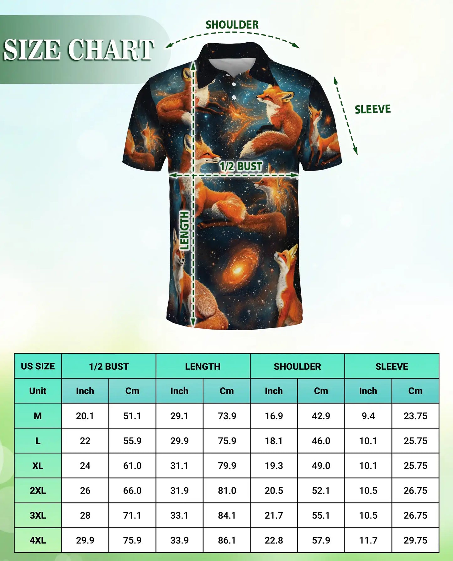 Galaxy Fox Polo Shirt, Cosmic Animal Print | Azhawaiian