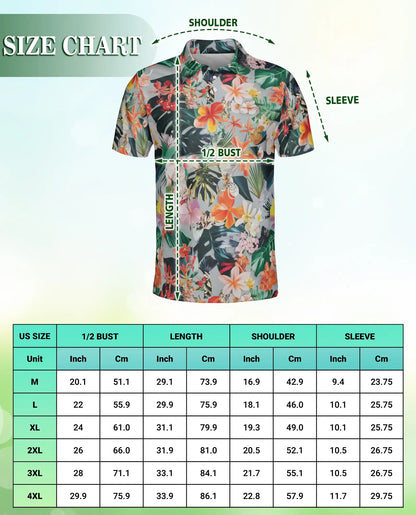 Tropical Floral Polo Shirt, Summer Hawaiian Style | Azhawaiian