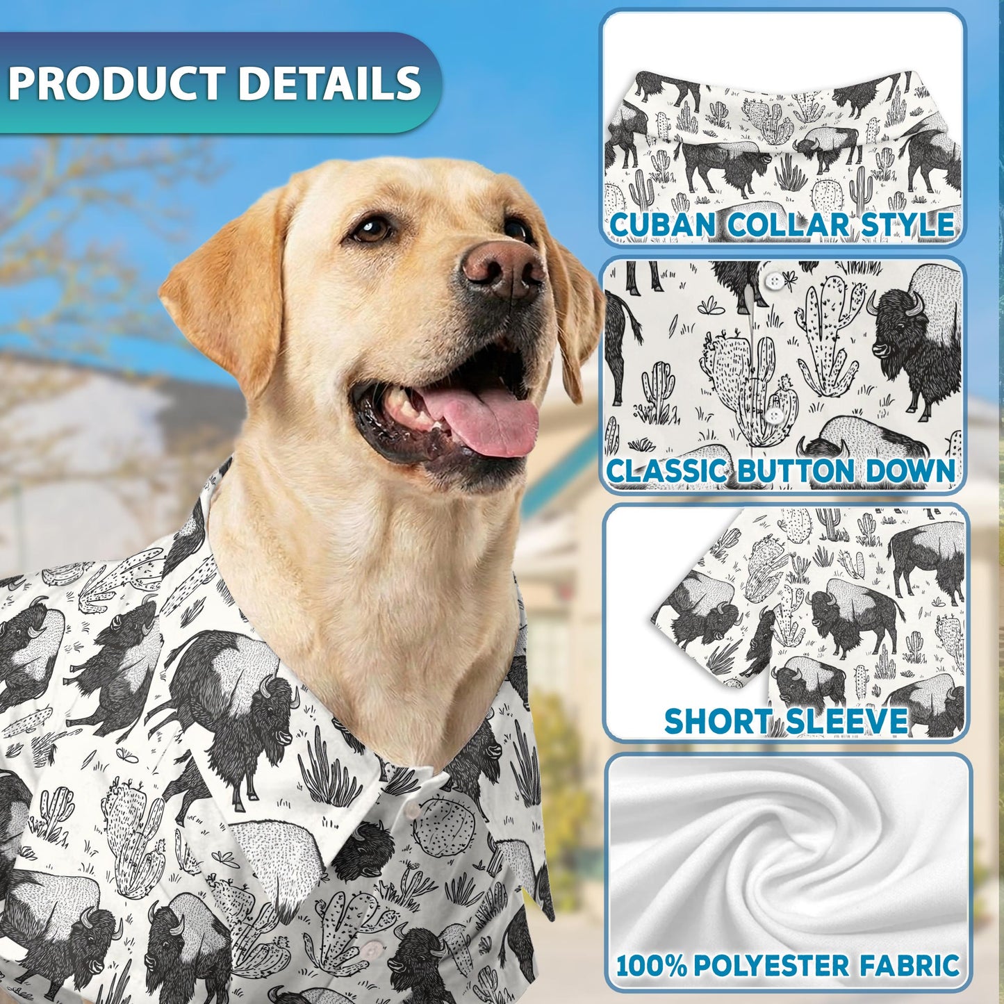 Bison Theme Matching Dog Owner Hawaiian Shirts, Funny Pet Aloha Shirt for Beach Vacation - Azhawaiian