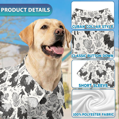 Bison Theme Matching Dog Owner Hawaiian Shirts, Funny Pet Aloha Shirt for Beach Vacation - Azhawaiian