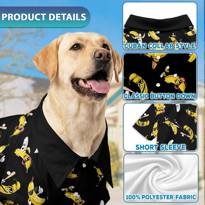 Banana Pattern Matching Dog Owner Hawaiian Shirts, Funny Pet Aloha Shirt for Beach Vacation - Azhawaiian
