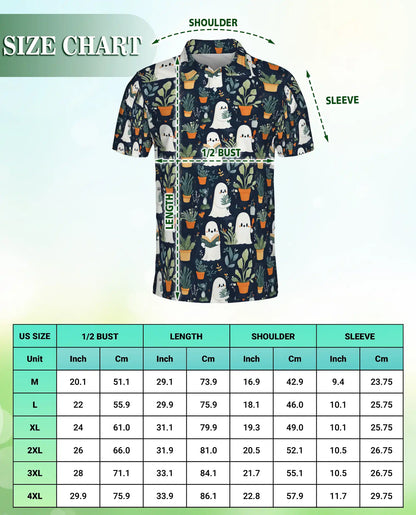 Cute Ghost Plant 3D Polo Shirt for Men, Funny Spooky Botanical Style | Azhawaiian