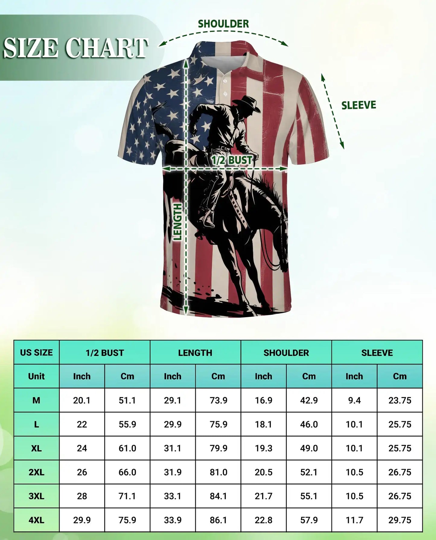 American Rodeo Polo Shirt for Men, USA Flag Western Style | Azhawaiian